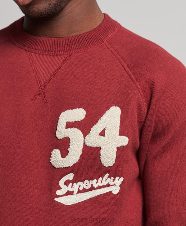 Superdry Hommes pull varsity crew D64Z1263 vêtements rouge