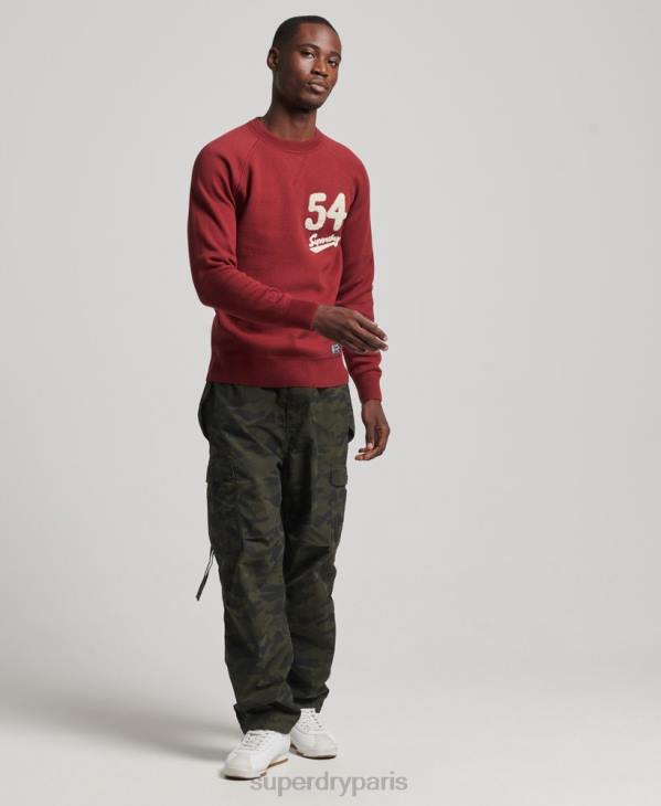 Superdry Hommes pull varsity crew D64Z1263 vêtements rouge
