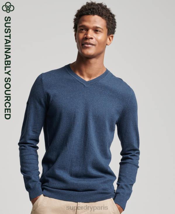 Superdry Hommes pull vintage en cachemire mélangé coton bio D64Z5248 vêtements bleu