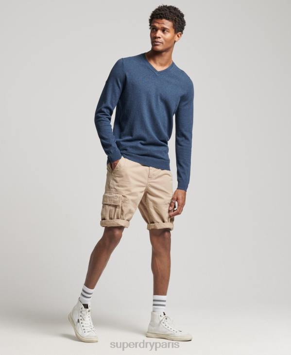 Superdry Hommes pull vintage en cachemire mélangé coton bio D64Z5248 vêtements bleu