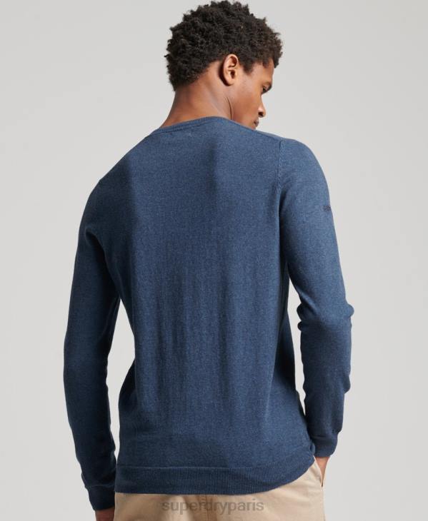Superdry Hommes pull vintage en cachemire mélangé coton bio D64Z5248 vêtements bleu