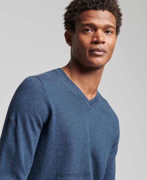 Superdry Hommes pull vintage en cachemire mélangé coton bio D64Z5248 vêtements bleu