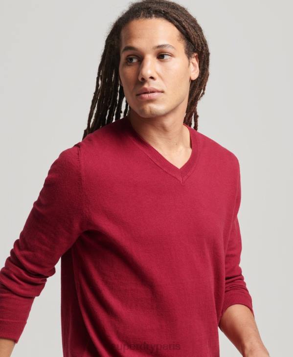 Superdry Hommes pull vintage en cachemire mélangé coton bio D64Z5251 vêtements rouge