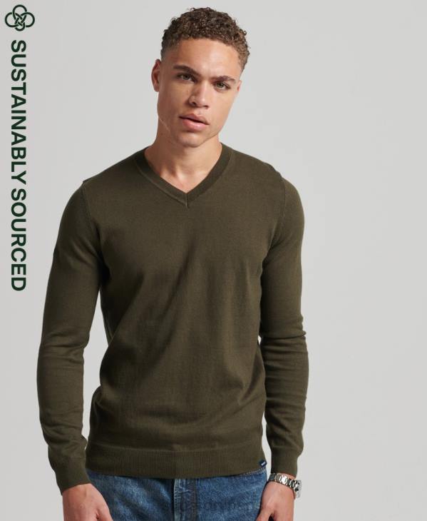 Superdry Hommes pull vintage en cachemire mélangé coton bio D64Z5254 vêtements vert