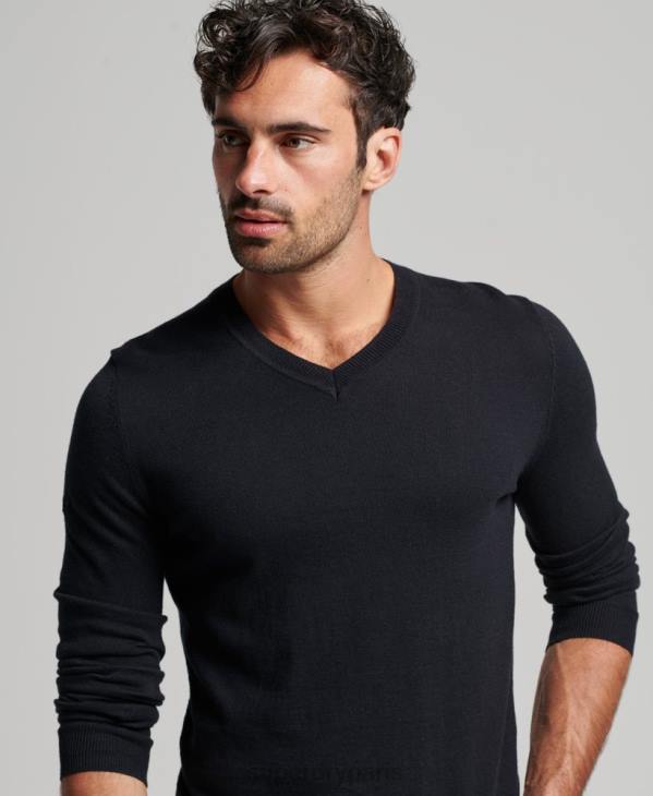 Superdry Hommes pull vintage en cachemire mélangé coton bio D64Z5275 vêtements noir