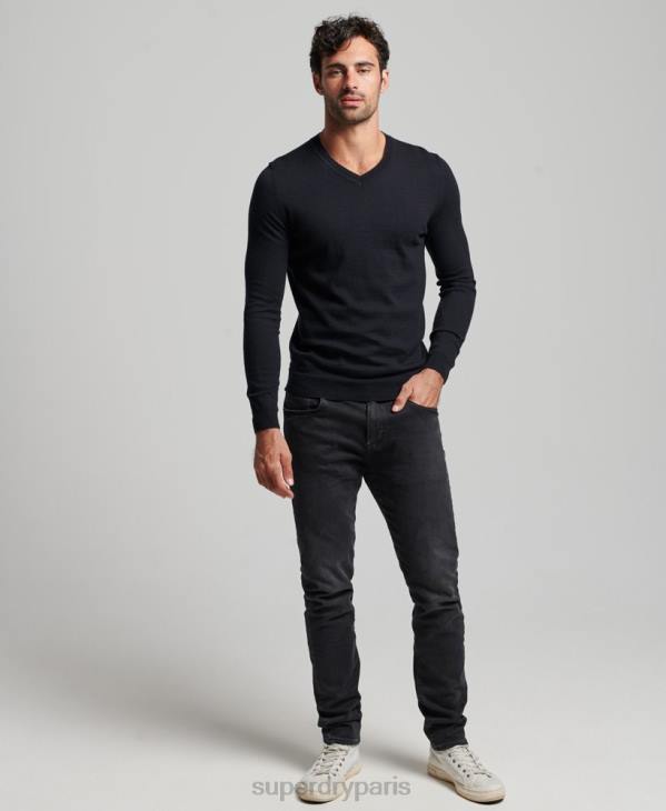 Superdry Hommes pull vintage en cachemire mélangé coton bio D64Z5275 vêtements noir