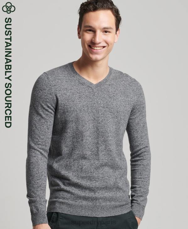 Superdry Hommes pull vintage en cachemire mélangé coton bio D64Z5277 vêtements gris foncé