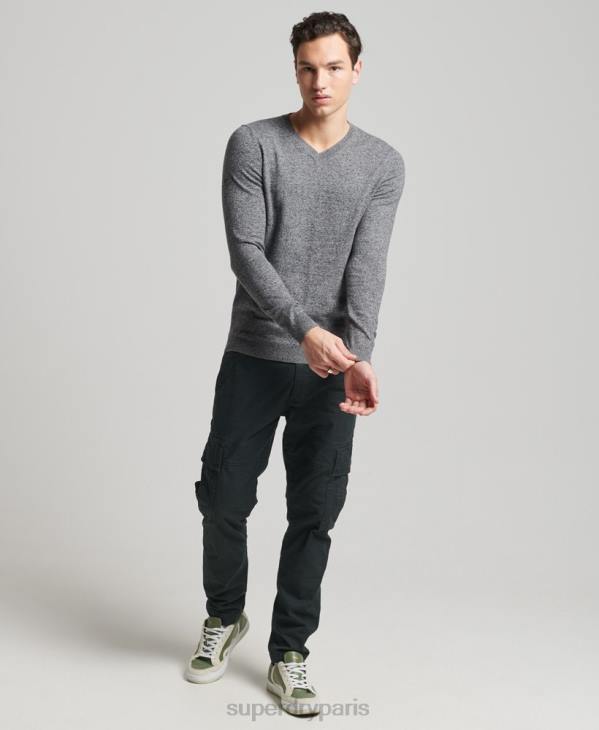 Superdry Hommes pull vintage en cachemire mélangé coton bio D64Z5277 vêtements gris foncé