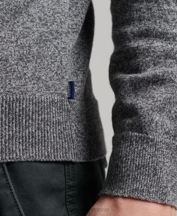 Superdry Hommes pull vintage en cachemire mélangé coton bio D64Z5277 vêtements gris foncé