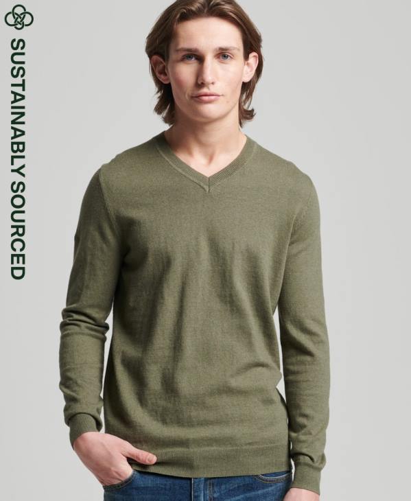 Superdry Hommes pull vintage en cachemire mélangé coton bio D64Z5333 vêtements vert