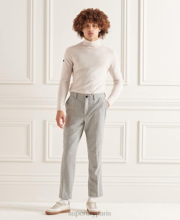 Superdry Hommes studios pull à col roulé en laine d'agneau D64Z1328 vêtements blanc