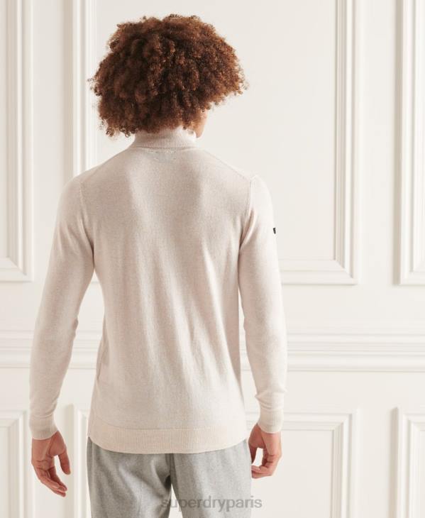 Superdry Hommes studios pull à col roulé en laine d'agneau D64Z1328 vêtements blanc