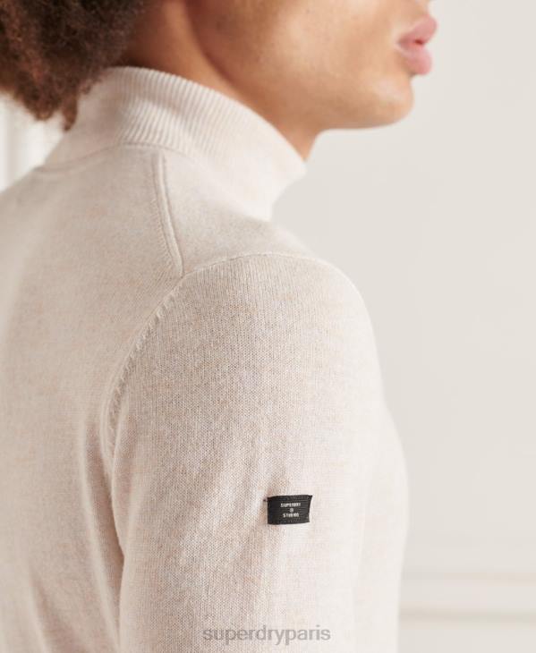 Superdry Hommes studios pull à col roulé en laine d'agneau D64Z1328 vêtements blanc