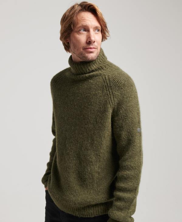 Superdry Hommes studios pull épais à col roulé D64Z5269 vêtements kaki