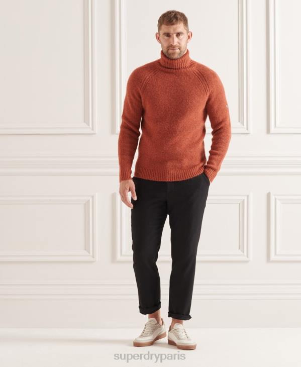 Superdry Hommes studios pull épais à col roulé D64Z5311 vêtements orange