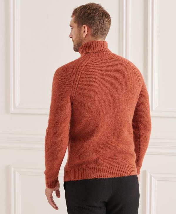 Superdry Hommes studios pull épais à col roulé D64Z5311 vêtements orange