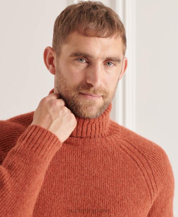 Superdry Hommes studios pull épais à col roulé D64Z5311 vêtements orange