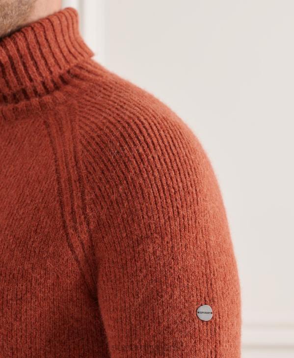 Superdry Hommes studios pull épais à col roulé D64Z5311 vêtements orange