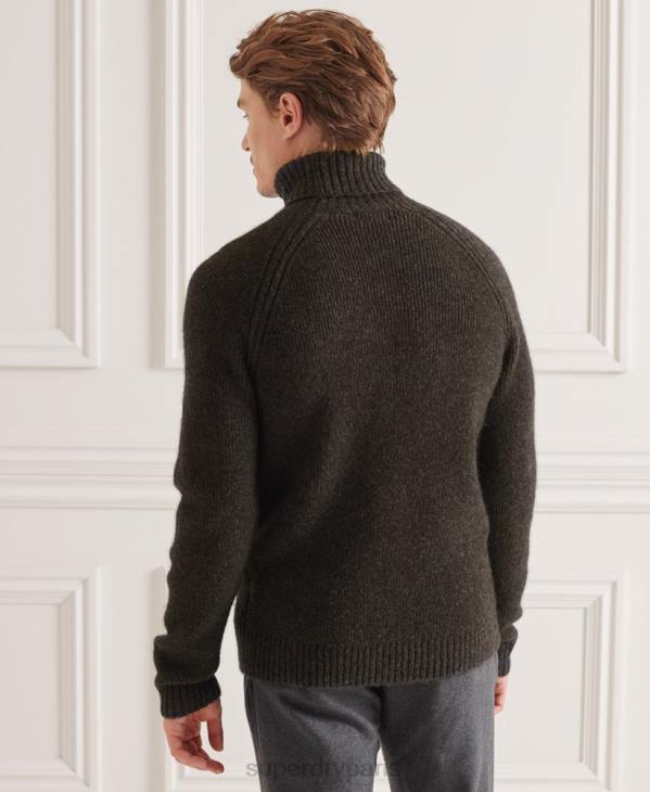 Superdry Hommes studios pull épais à col roulé D64Z5329 vêtements gris foncé