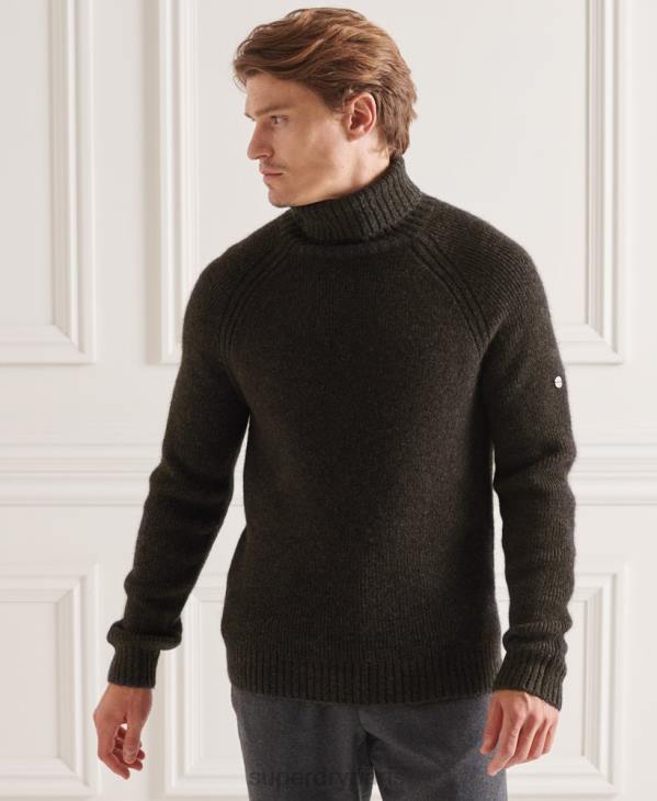 Superdry Hommes studios pull épais à col roulé D64Z5329 vêtements gris foncé