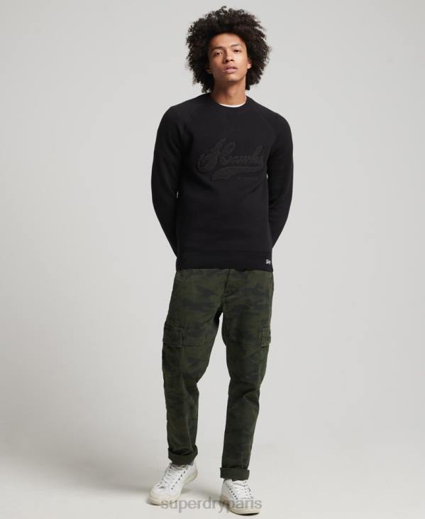 Superdry Hommes tricot universitaire vintage D64Z1342 vêtements noir