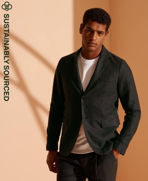 Superdry Hommes blazer en chanvre édition limitée D64Z4737 vêtements noir