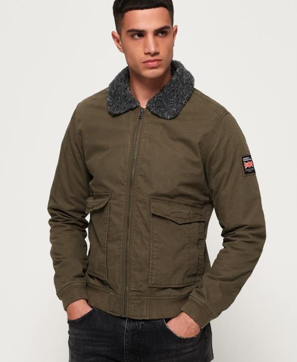 Superdry Hommes blouson aviateur d'hiver recrue D64Z4706 vêtements vert