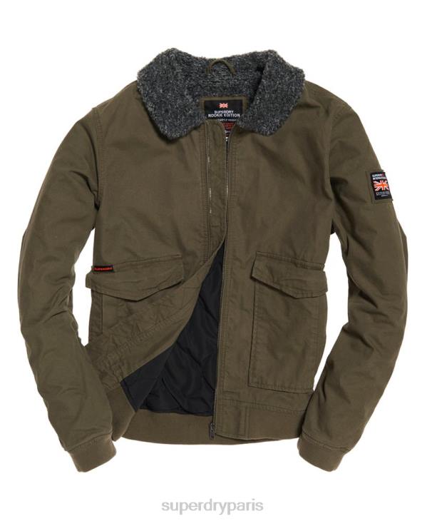 Superdry Hommes blouson aviateur d'hiver recrue D64Z4706 vêtements vert