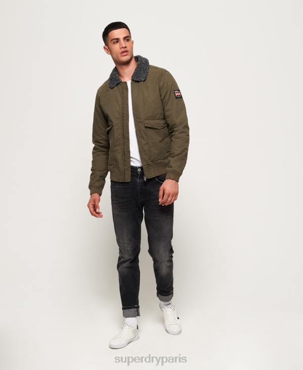 Superdry Hommes blouson aviateur d'hiver recrue D64Z4706 vêtements vert