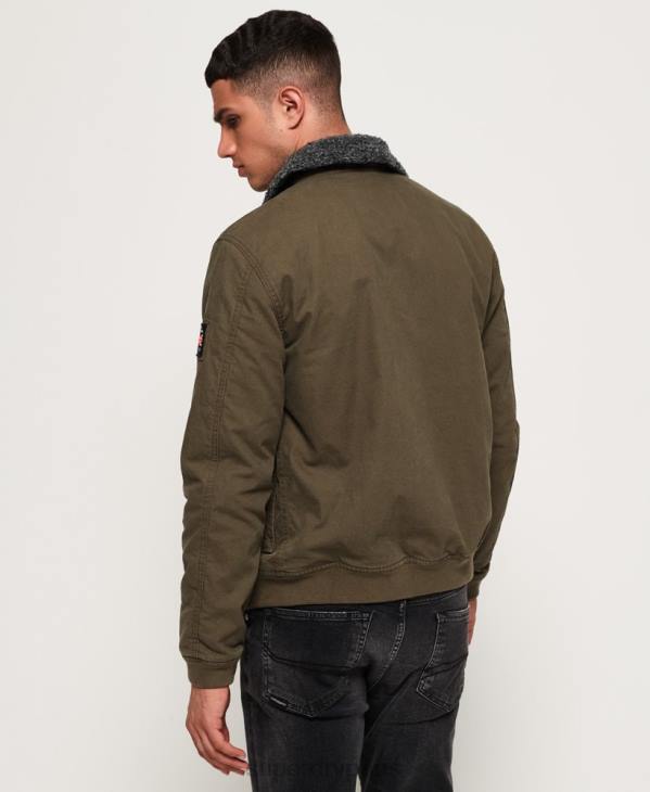 Superdry Hommes blouson aviateur d'hiver recrue D64Z4706 vêtements vert