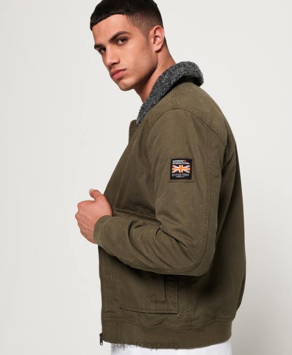 Superdry Hommes blouson aviateur d'hiver recrue D64Z4706 vêtements vert