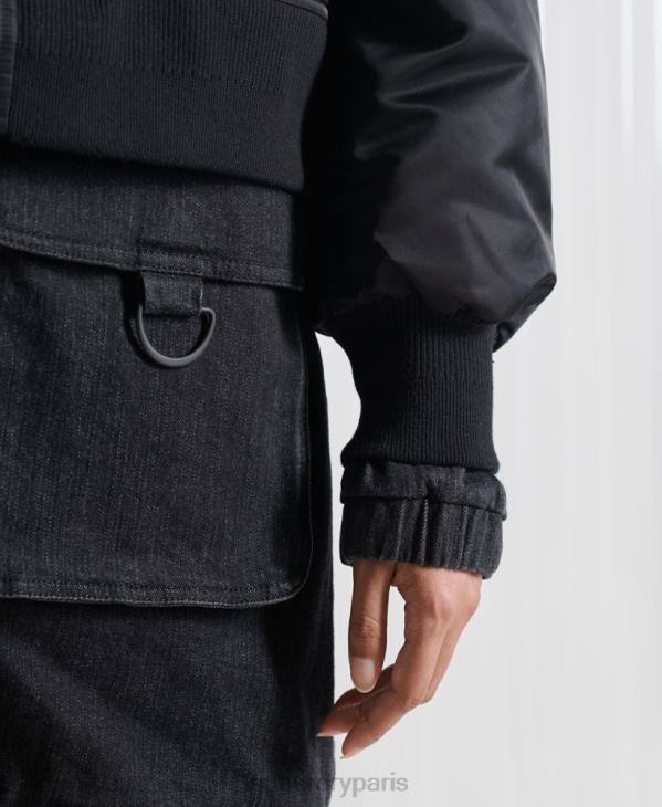 Superdry Hommes blouson aviateur double sdx en édition limitée D64Z5555 vêtements noir