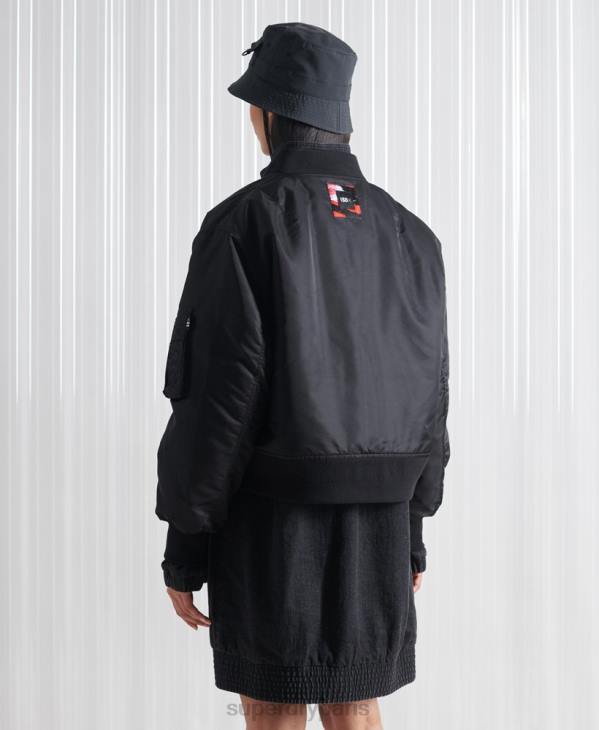 Superdry Hommes blouson aviateur double sdx en édition limitée D64Z5555 vêtements noir