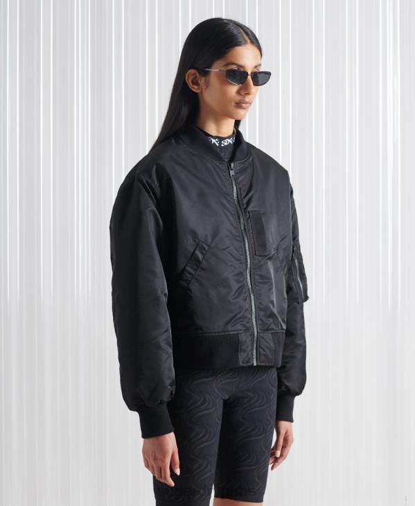 Superdry Hommes blouson aviateur double sdx en édition limitée D64Z5555 vêtements noir