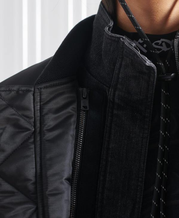Superdry Hommes blouson aviateur double sdx en édition limitée D64Z5555 vêtements noir
