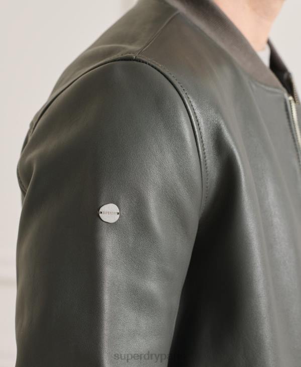 Superdry Hommes blouson aviateur en cuir D64Z4662 vêtements gris