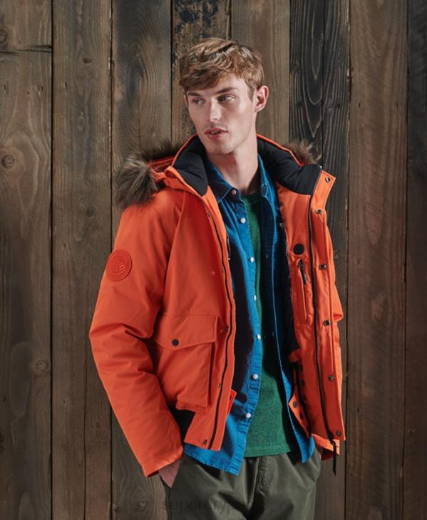 Superdry Hommes blouson aviateur en duvet everest D64Z1194 vêtements orange