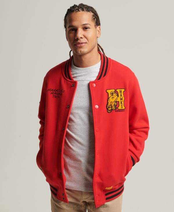 Superdry Hommes blouson aviateur en jersey universitaire D64Z5217 vêtements rouge