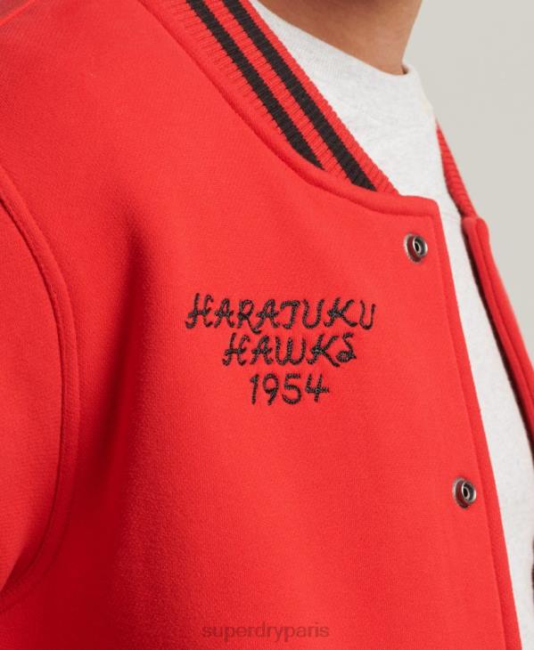 Superdry Hommes blouson aviateur en jersey universitaire D64Z5217 vêtements rouge