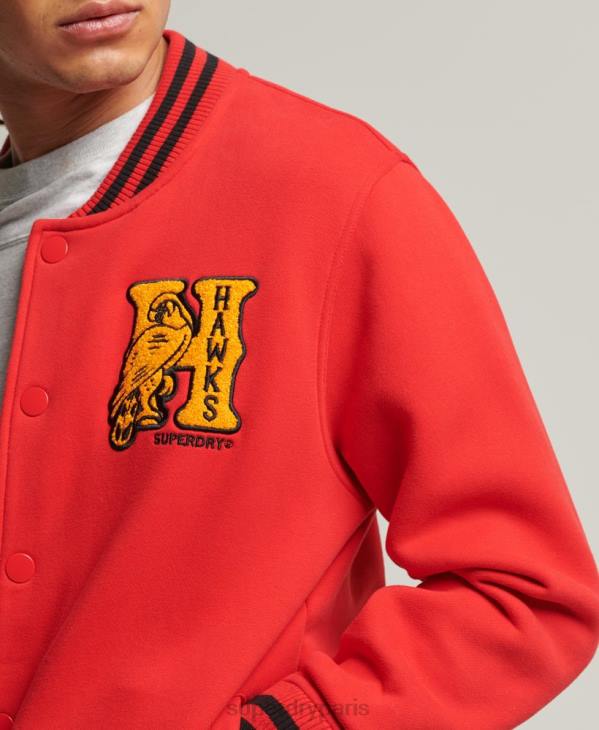 Superdry Hommes blouson aviateur en jersey universitaire D64Z5217 vêtements rouge