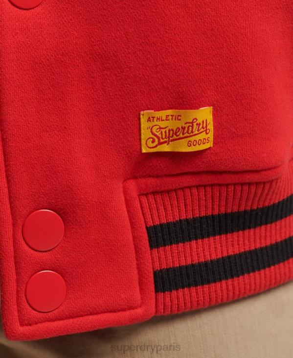 Superdry Hommes blouson aviateur en jersey universitaire D64Z5217 vêtements rouge