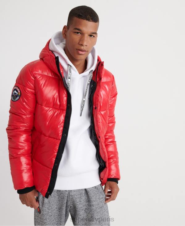 Superdry Hommes blouson aviateur très brillant D64Z1163 vêtements rouge