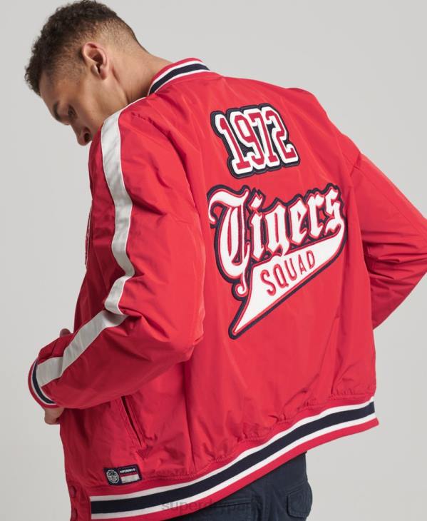Superdry Hommes blouson aviateur universitaire de luxe D64Z4612 vêtements rouge