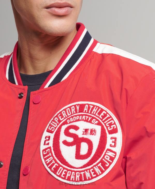 Superdry Hommes blouson aviateur universitaire de luxe D64Z4612 vêtements rouge