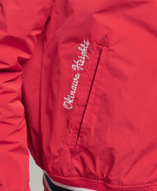 Superdry Hommes blouson aviateur universitaire de luxe D64Z4612 vêtements rouge