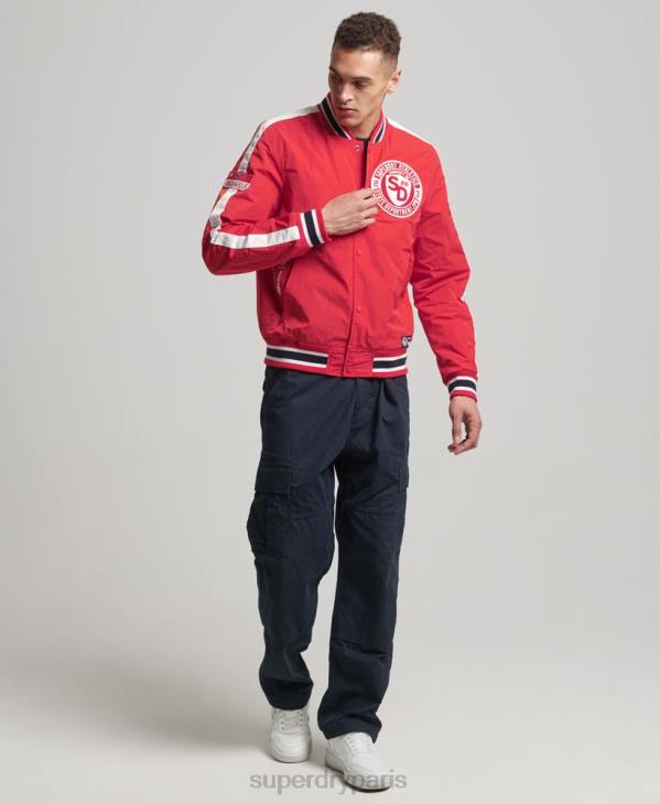 Superdry Hommes blouson aviateur universitaire de luxe D64Z4612 vêtements rouge