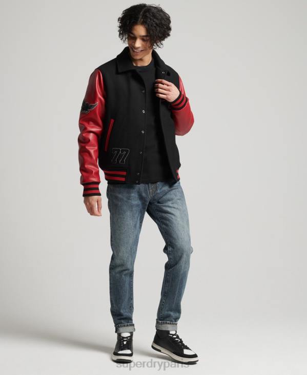 Superdry Hommes blouson aviateur universitaire mixte D64Z4473 vêtements noir
