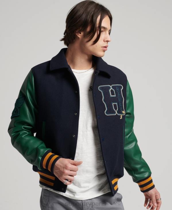 Superdry Hommes blouson aviateur universitaire mixte D64Z4569 vêtements marine