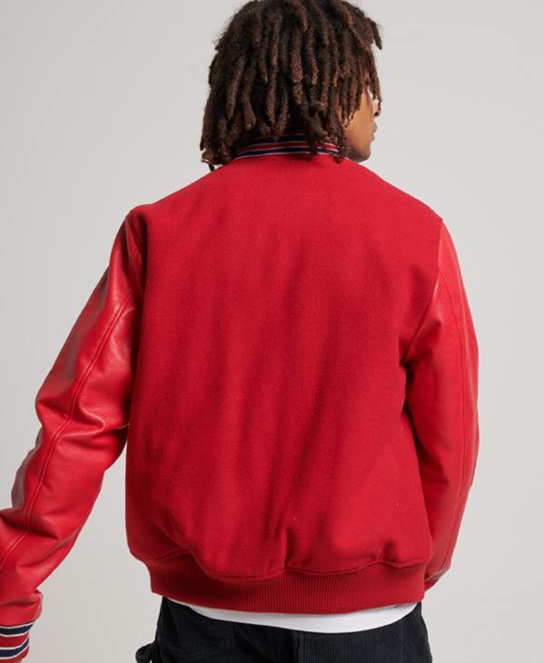Superdry Hommes blouson aviateur universitaire vintage D64Z1013 vêtements rouge