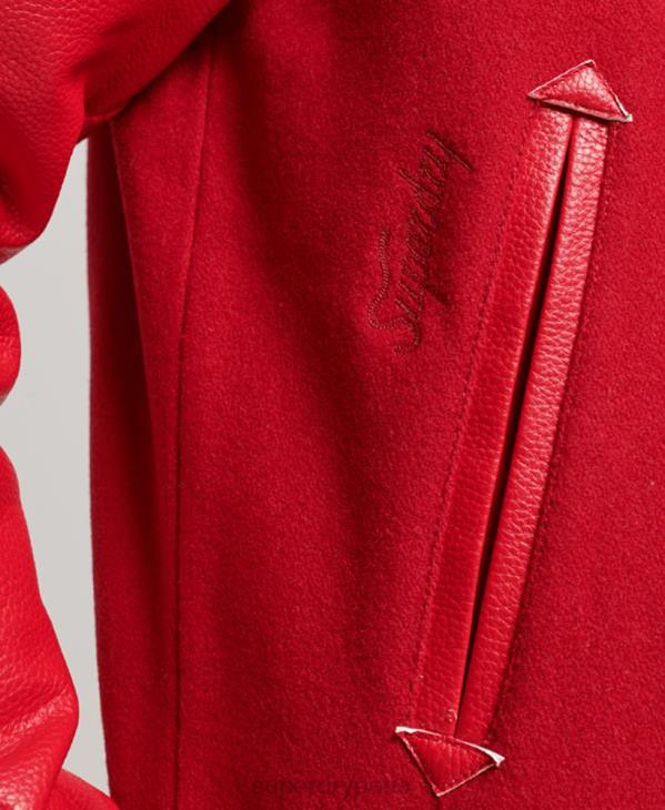 Superdry Hommes blouson aviateur universitaire vintage D64Z1013 vêtements rouge